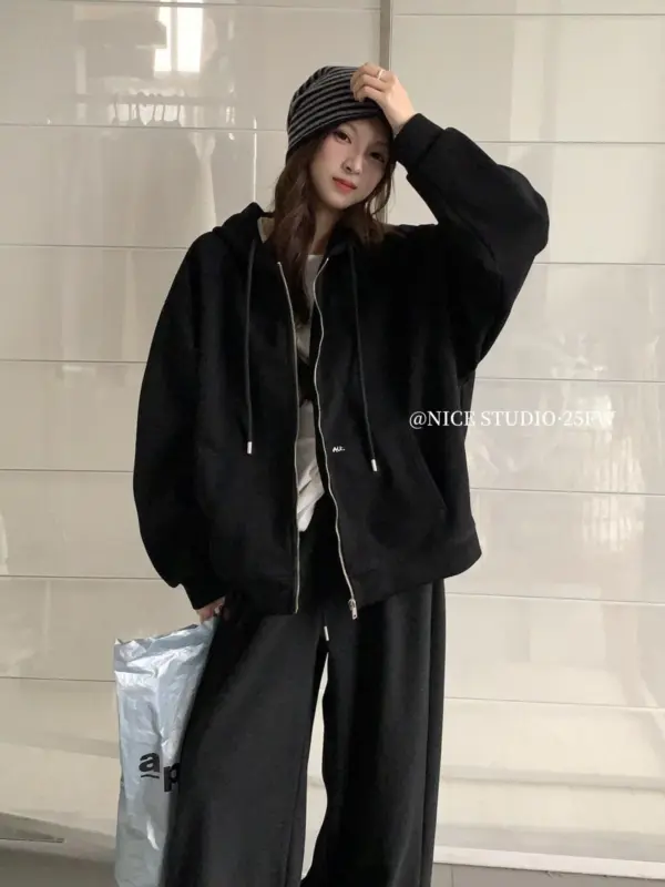 百搭淨版大版開衫衛衣外套