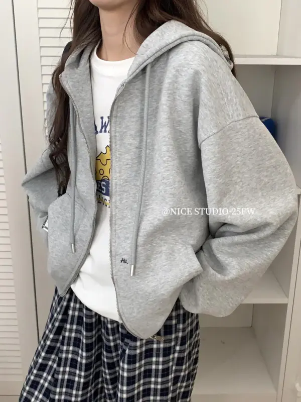 百搭淨版大版開衫衛衣外套