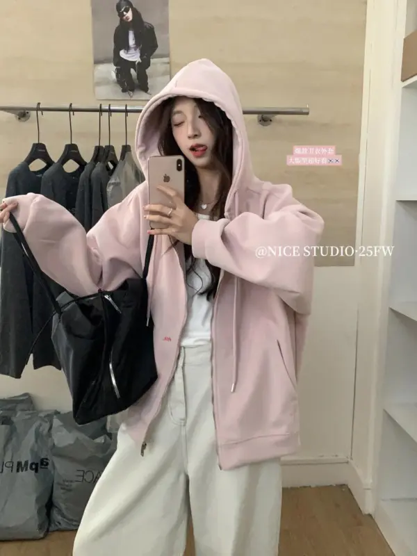 百搭淨版大版開衫衛衣外套