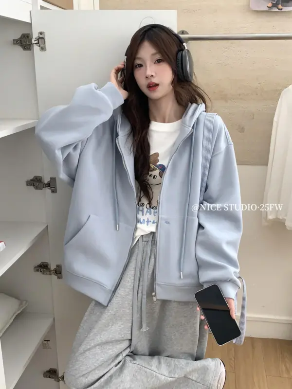 百搭淨版大版開衫衛衣外套