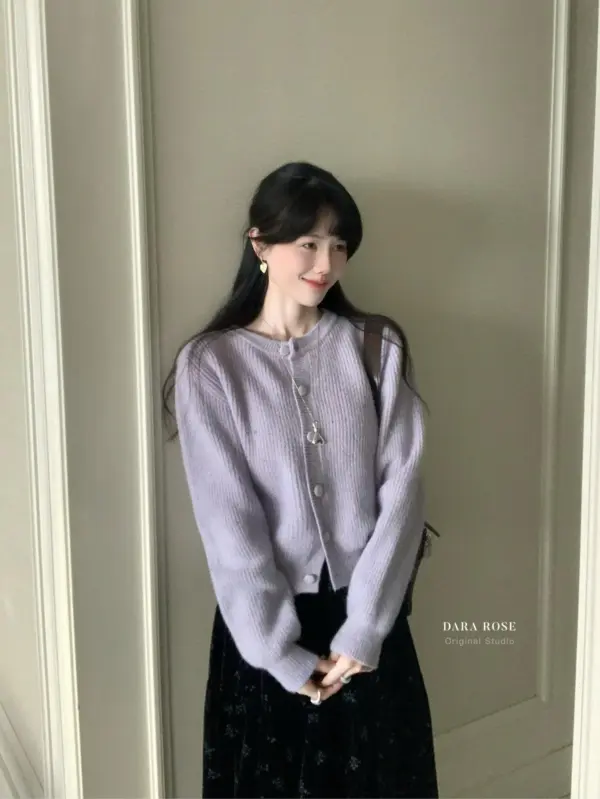 溫柔氣質多色獨特點點彩點開衫保暖毛衣