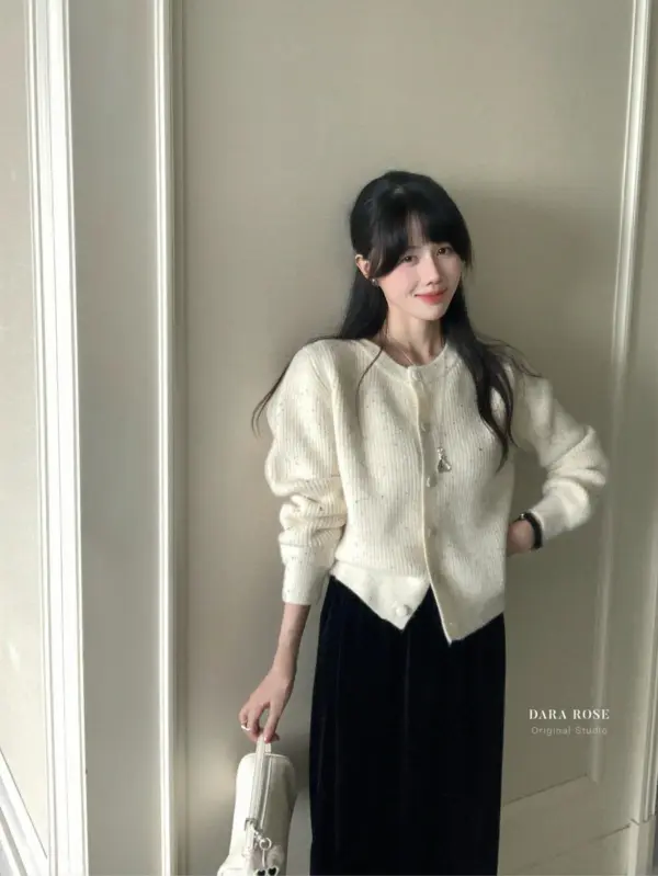 溫柔氣質多色獨特點點彩點開衫保暖毛衣