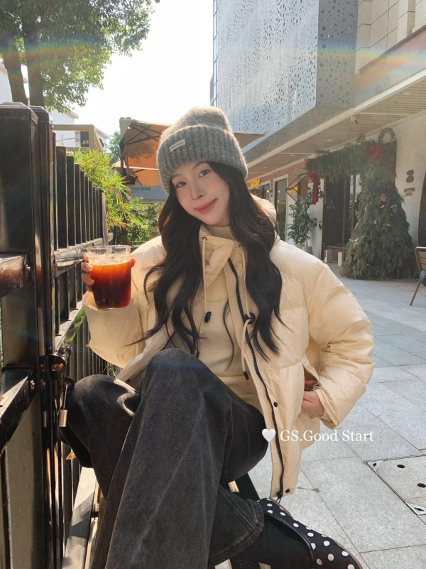 韓系簡約百搭休閒連帽保暖羽絨服外套