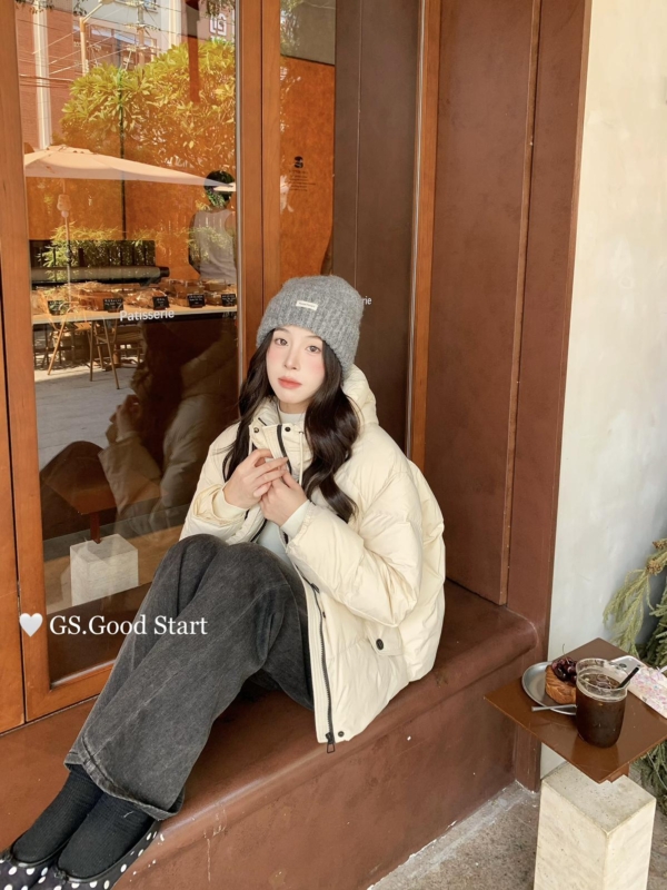 韓系簡約百搭休閒連帽保暖羽絨服外套