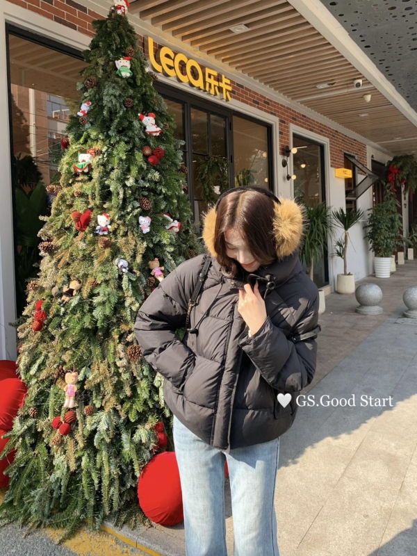 韓系簡約百搭休閒連帽保暖羽絨服外套