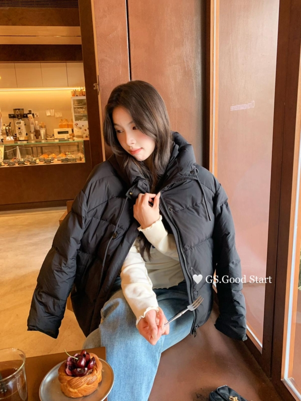 韓系簡約百搭休閒連帽保暖羽絨服外套