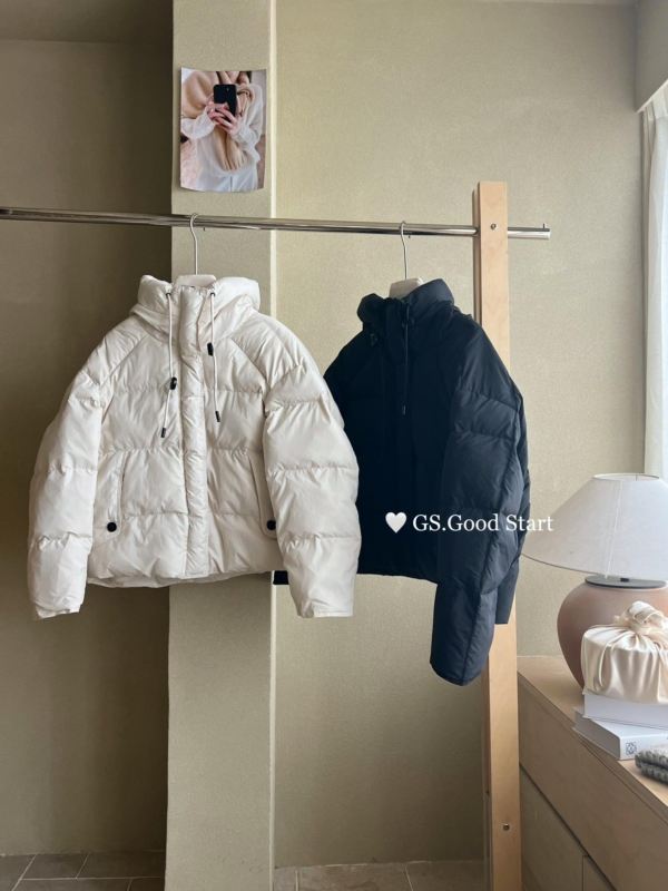 韓系簡約百搭休閒連帽保暖羽絨服外套