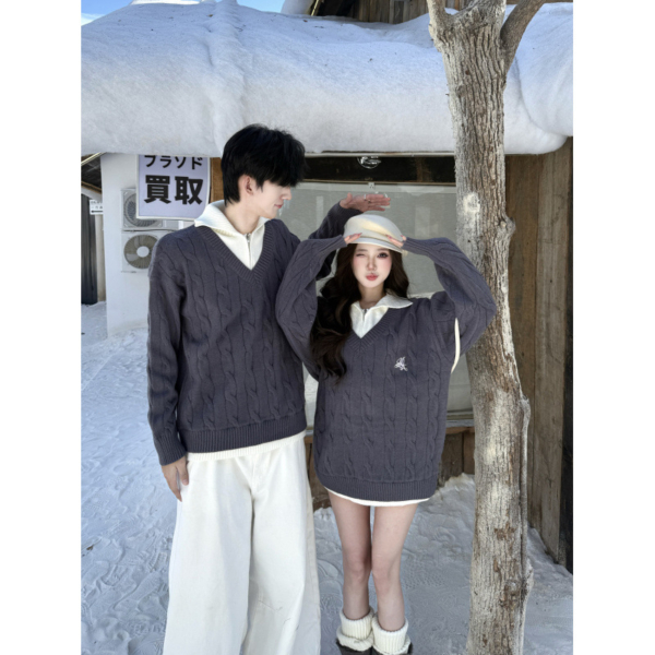 假兩件式毛衣男女同款針織衫