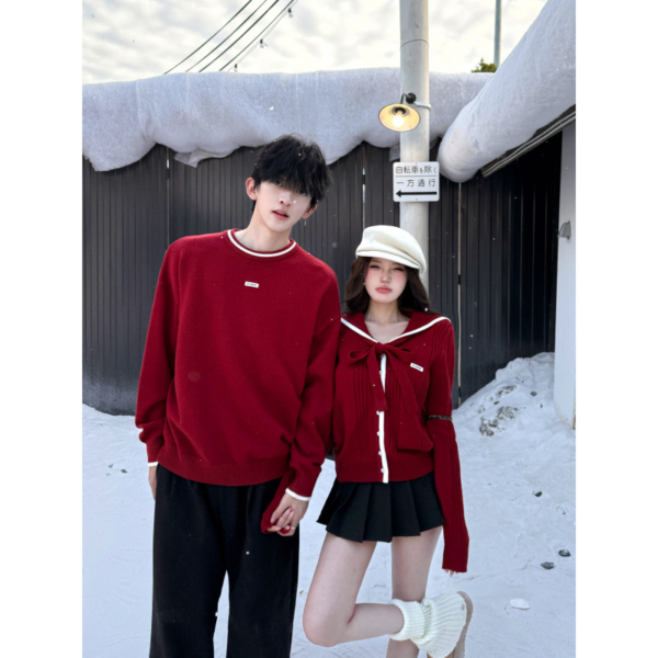 情侶裝圓領針織毛衣