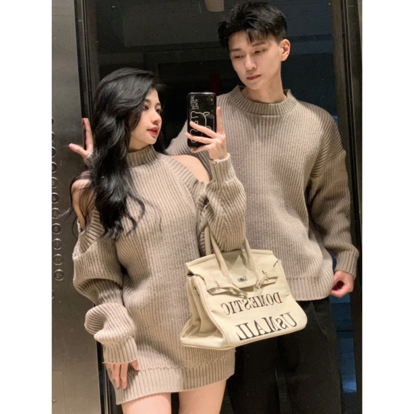 情侶裝圓領針織毛衣